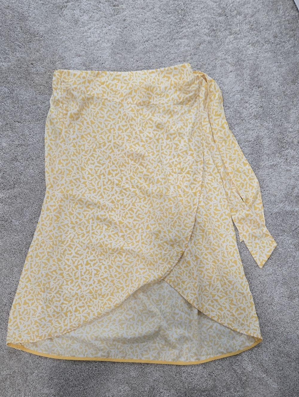 a new day Yellow Floral Wrap Tie Skirt